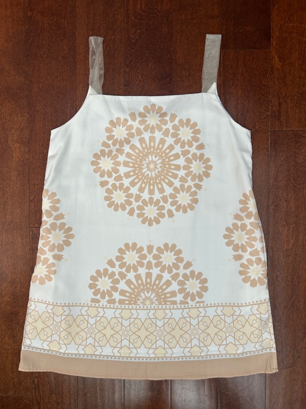 Commense Cream Mini Dress with Tan Floral Border - Picture 8 of 12
